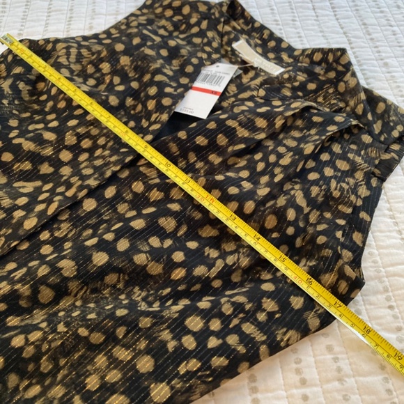 NWT MICHAEL Michael Kors Brown Shimmer Animal Print Jumpsuit Wide Leg Sz XS - Picture 11 of 12
